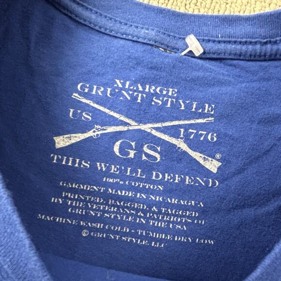 Grunt Style Shirt Adult Extra Large Blue Short Sleeve USA Patriot Casual Men's - Picture 9 of 14